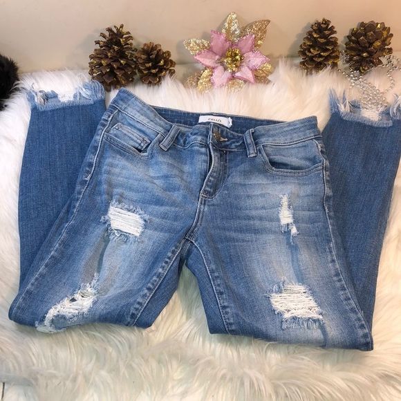 Cello Jeans Cello Medium Wash Distressed Straight Leg Poshmark